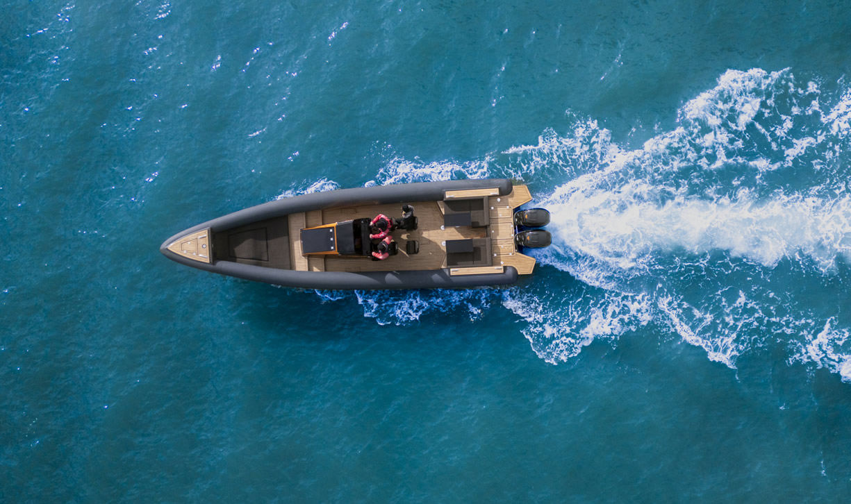 Powerboat aerial view